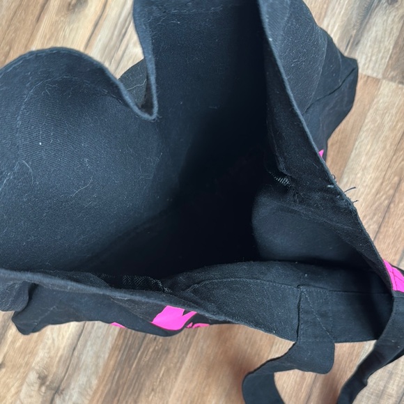 PINK Victoria's Secret Black Tote with Pink Leopard Print - Picture 2 of 2